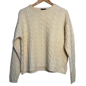 Vintage Greg Norman Lambswool Cable Knit Sweater Medium Cream 90s Pullover